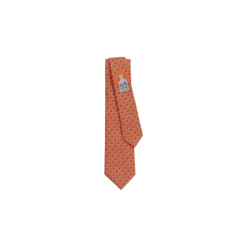HERMES Ties Men Orange/Gray