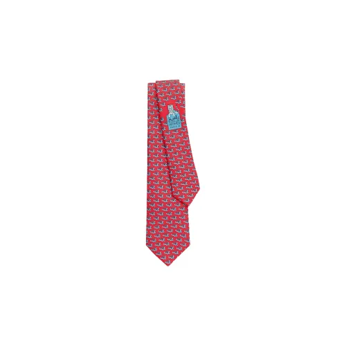 HERMES Ties Men Red/Sky Blue