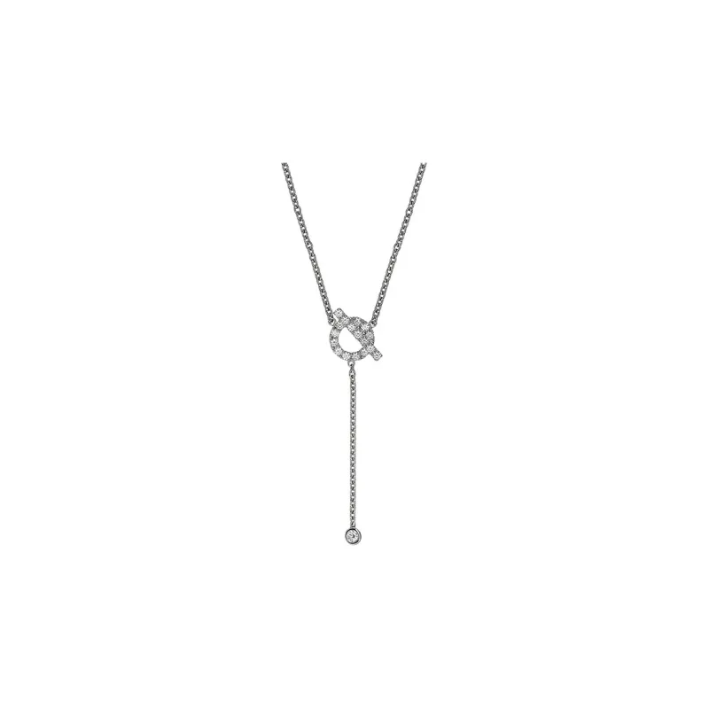 HERMES White Gold Cord Necklace Women's-0