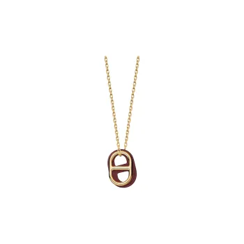 HERMES O'Maillon Leather Necklaces Unisex Gold