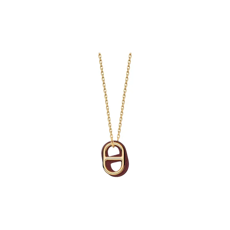 HERMES O'Maillon Leather Necklaces Unisex Gold-0