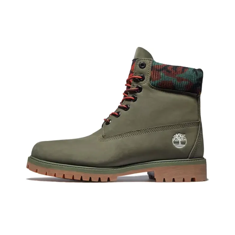Timberland 6 Inch Premium Boot 'Dark Green Nubuck With Camouflage Collar'-0