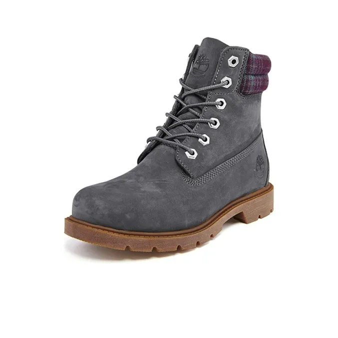 Timberland Linden Woods 6 Inch Waterproof Boots 'Dark Grey And Printed Collar' Women's-2