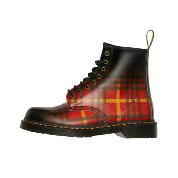 Dr.Martens 1460 Tartan Leather Boots Black/Orange/Red