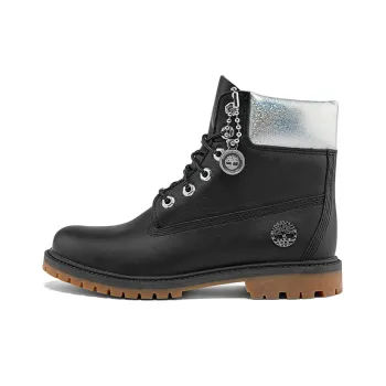 Timberland Heritage 6 Inch Waterproof Boots 'Black Full Grain With Silver Collar' Women's
