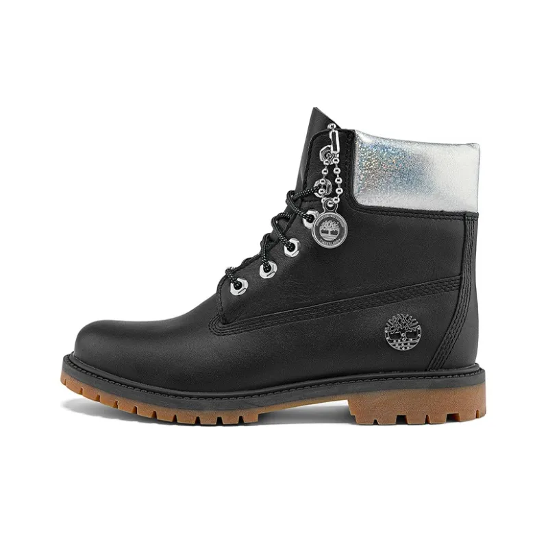 Timberland Heritage 6 Inch Waterproof Boots 'Black Full Grain With Silver Collar' Women's-0