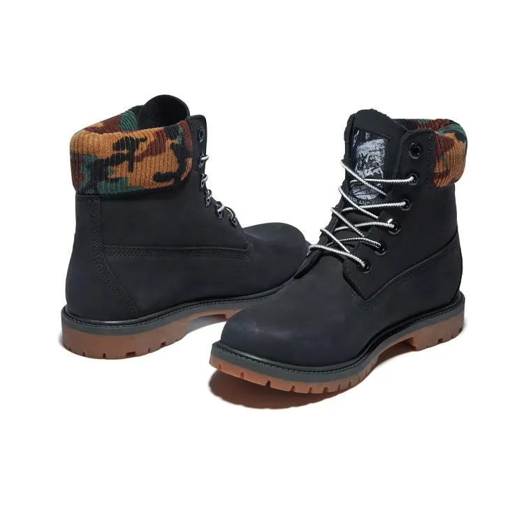 Timberland Heritage 6 Inch Waterproof Boots 'Black Nubuck With Camo' Women's-4