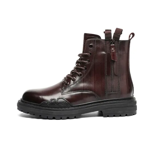 Jeep Martin Boots Men Red Brown