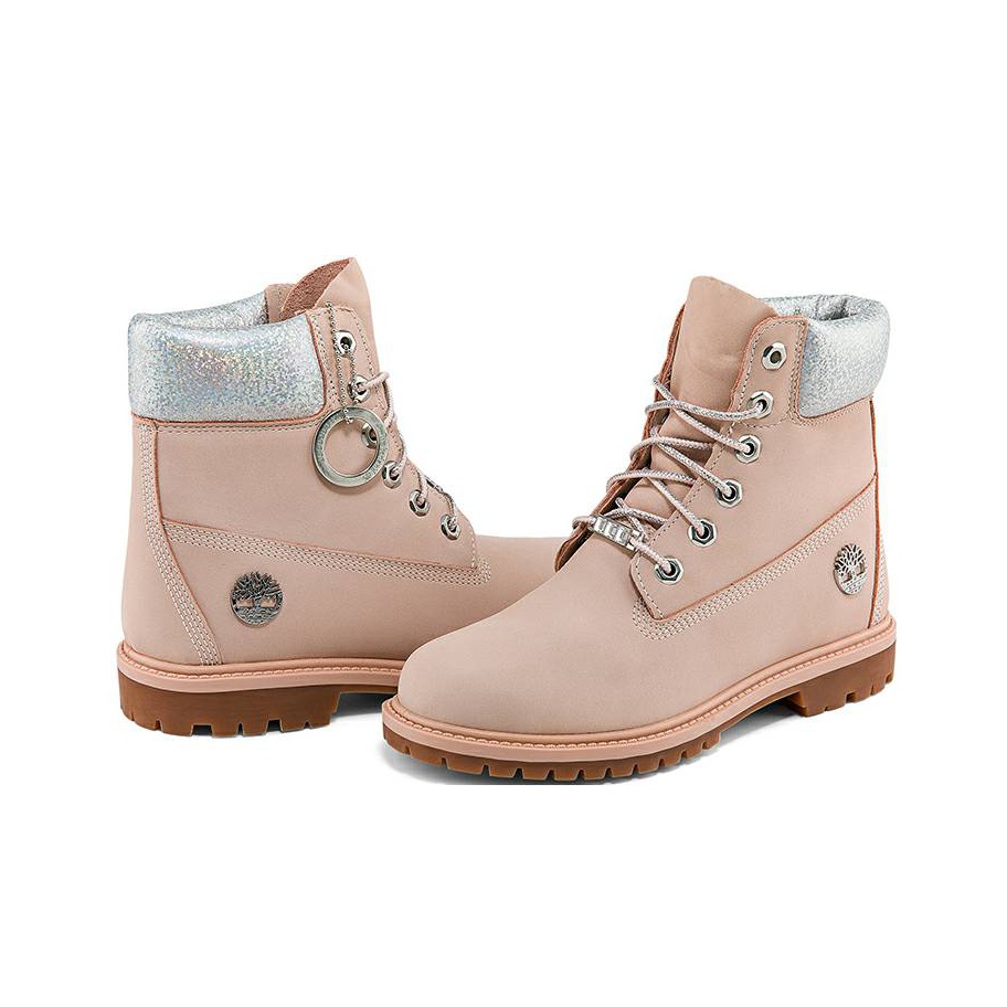 Pale pink timberlands best sale