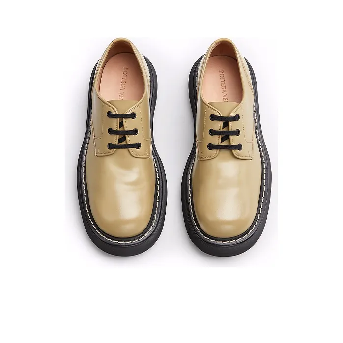 Bottega Veneta The Bounce Swell Lace Up Shoe Beige Black-2