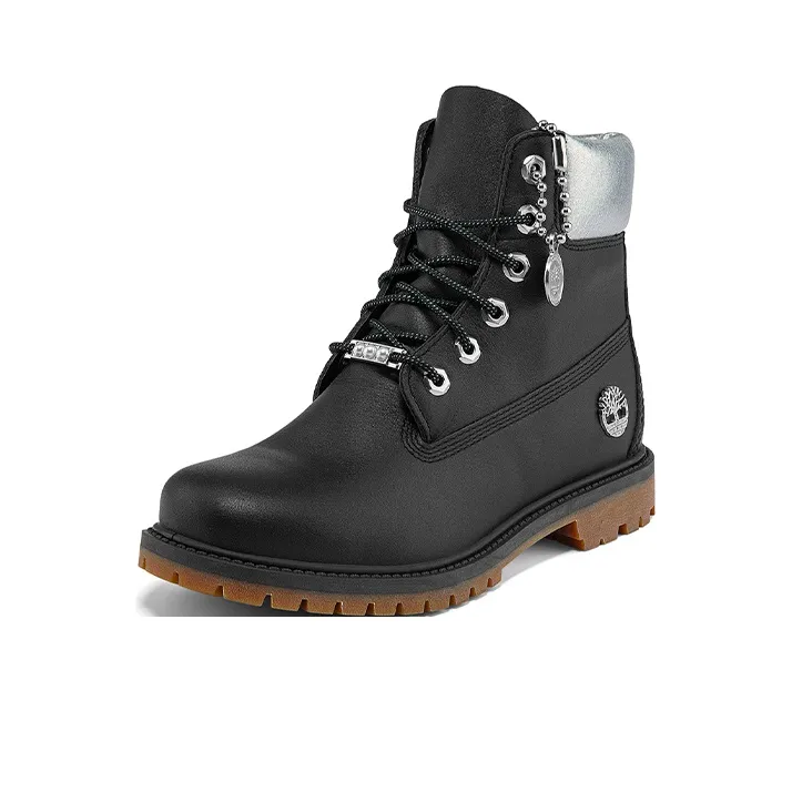 Timberland Heritage 6 Inch Waterproof Boots 'Black Full Grain With Silver Collar' Women's-2