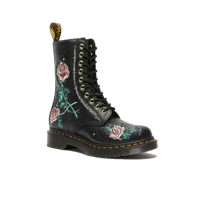 Dr.Martens 1490 Vonda Floral Leather Mid Calf Boots 'Black' Women's-2
