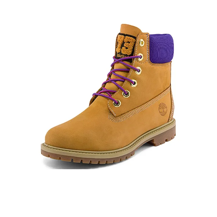 Timberland 6 Inch Heritage Cupsole Wide Fit Boots 'Wheat Nubuck With Purple' Women's-2
