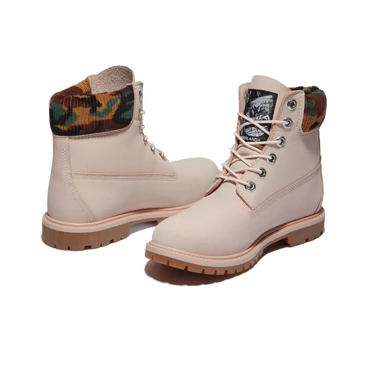 Timberland Heritage 6 Inch Waterproof Boots 'Pale Pink Nubuck With Camo' Women's-4