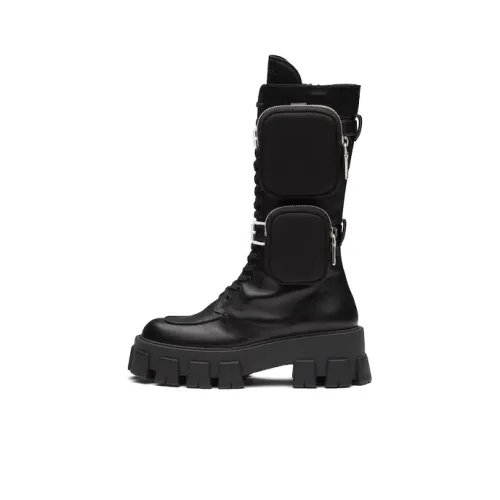 PRADA Monolith Martin Boots Women's High-Top Black