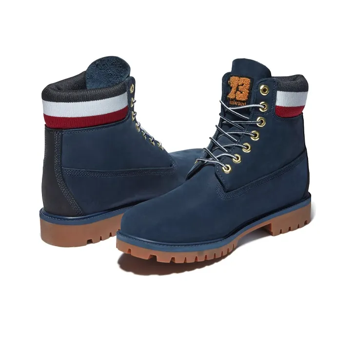 Timberland 6 Inch Heritage Cupsole Boots 'Navy Nubuck With Red'-4