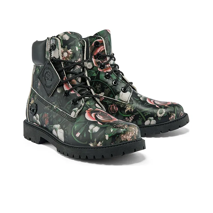 Timberland Heritage 6 Inch Waterproof Boots 'Black Floral Nubuck' Women's-3