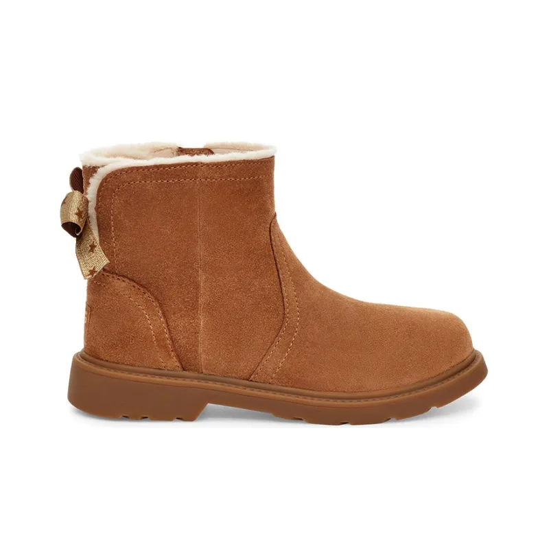 UGG Lynde Short Snow Boots Chestnut Brown Teenagers-1