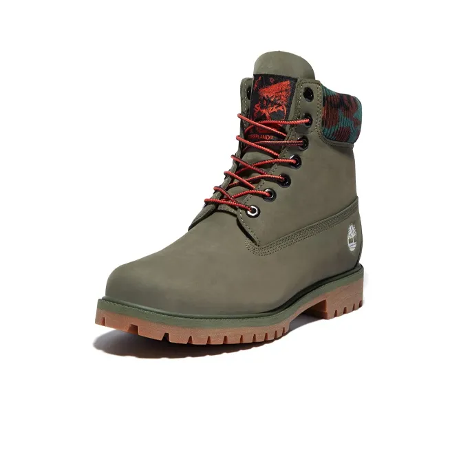 Timberland 6 Inch Premium Boot 'Dark Green Nubuck With Camouflage Collar'-2