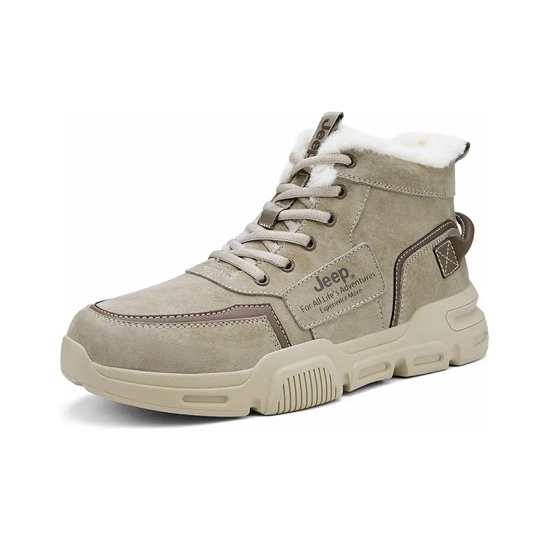 Jeep Warm Fleece Lined Padded Shoes Martin Boot Men's Sand-1