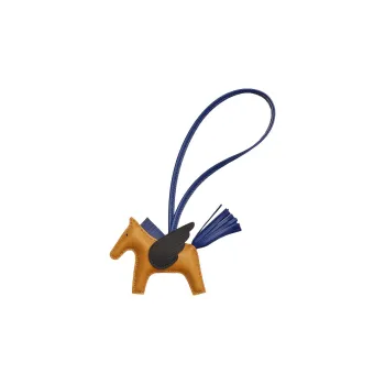 HERMES Cow Leather Pendants Unisex Brown/Blue