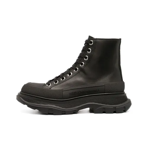 Alexander McQueen Tread Slick Boot Leather Black Black Women's