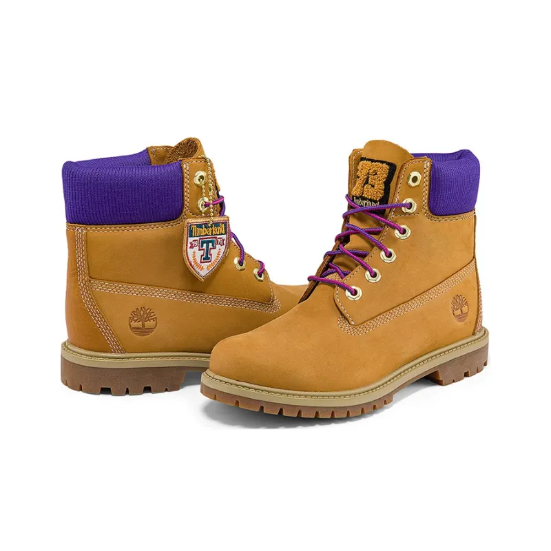 Timberland 6 Inch Heritage Cupsole Wide Fit Boots 'Wheat Nubuck With Purple' Women's-3