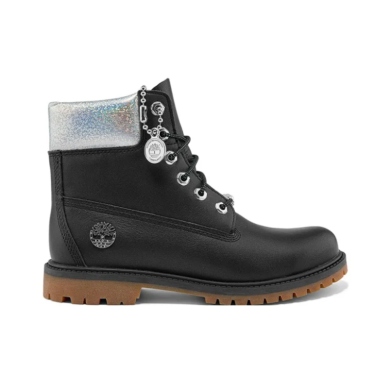 Timberland Heritage 6 Inch Waterproof Boots 'Black Full Grain With Silver Collar' Women's-1
