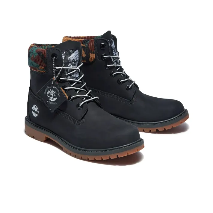 Timberland Heritage 6 Inch Waterproof Boots 'Black Nubuck With Camo' Women's-3
