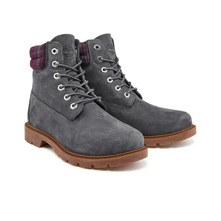 Timberland Linden Woods 6 Inch Waterproof Boots 'Dark Grey And Printed Collar' Women's-3