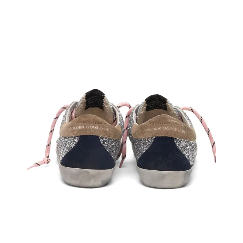 Golden Goose Super Star Stylish Skateboarding Shoes Women's Silver Vintage Version-3