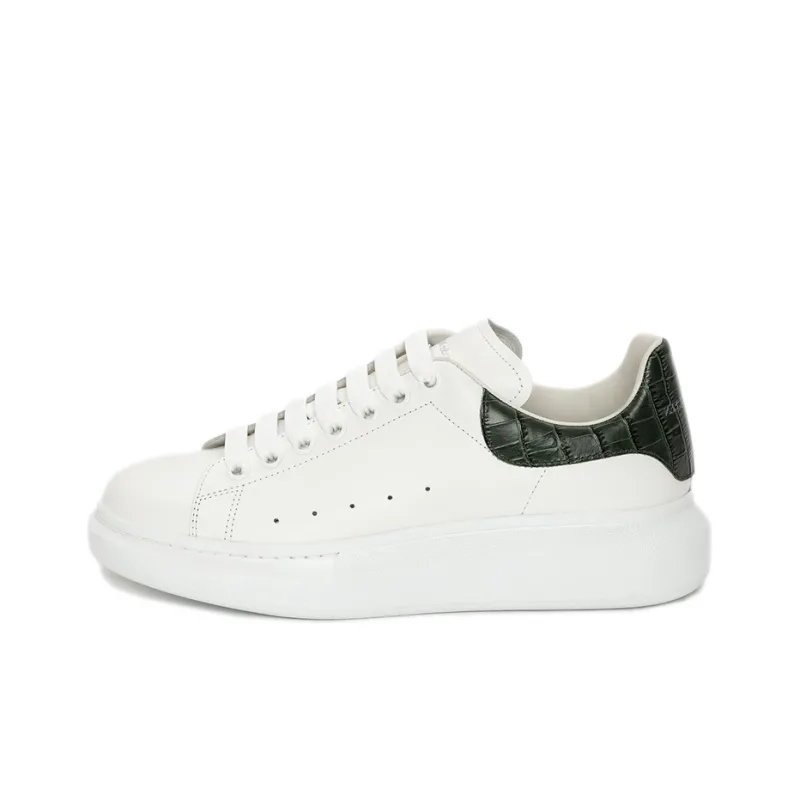 Alexander McQueen Oversized White Forest Green Embossed Croco-0