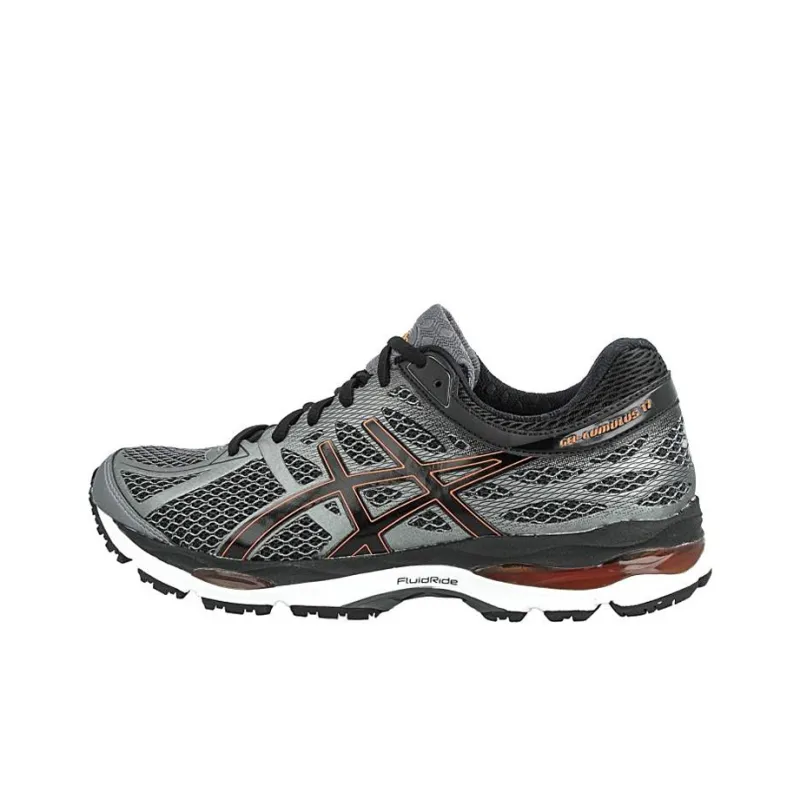 Asics Gel-Cumulus 17 Anti-Slip And Wear-Resistant Breathable Low-Top Running Shoes Men's Gray Orange-0