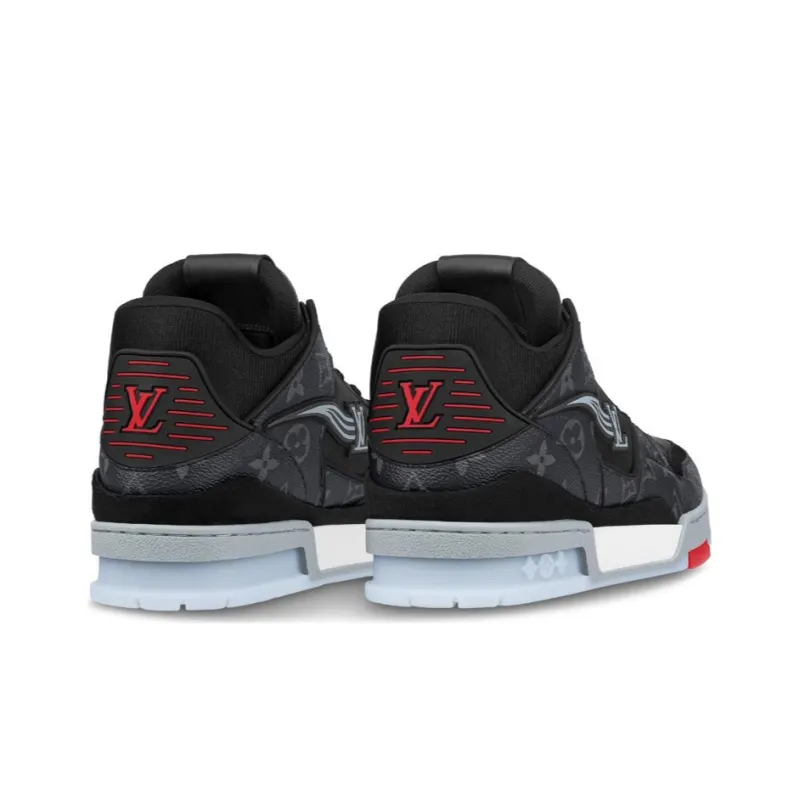 LOUIS VUITTON Trainer Sneakers 'Black Monogram Red'-2