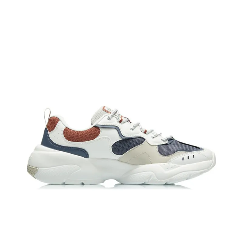 LiNing Wear-Resistant Low-Top Running Shoes Men's Mist White-1