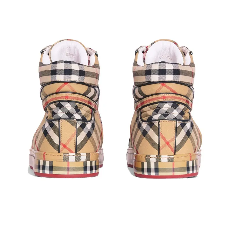 Burberry Vintage High Top Skateboard Shoes Men's-4