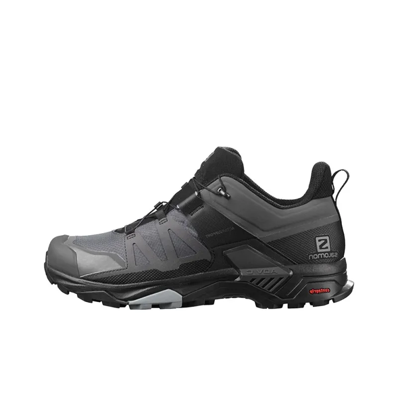 SALOMON X Ultra 4 GTX Cushioning Abrasion Resistant Coverage Support Balance Low Top Hiking Shoes Men's Iron Gray-0
