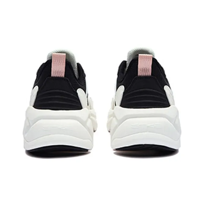 Erke Wear Resistant Slip Resistant Cushioning Low Top Sports Casual Shoes Women's White Black-3