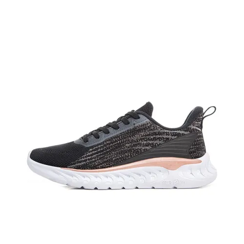 Erke Shark Of Surprise Running Shoes Women's Low-Top Jet Black/Pink Gold