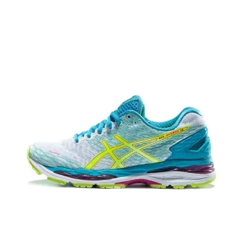 Asics GEL Nimbus 18 Low Top Running Shoes Women's White Blue Yellow
