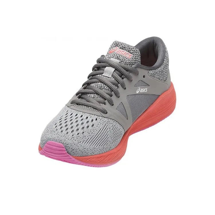 Asics Roadhawk Ff Durable Breathable Low-Top Running Shoes Women's Gray Orange-3