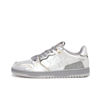 HajimeSorayama x A BATHING APE SK8 STA Stylish Skateboarding Shoes Men's Metallic Silver Vintage Version