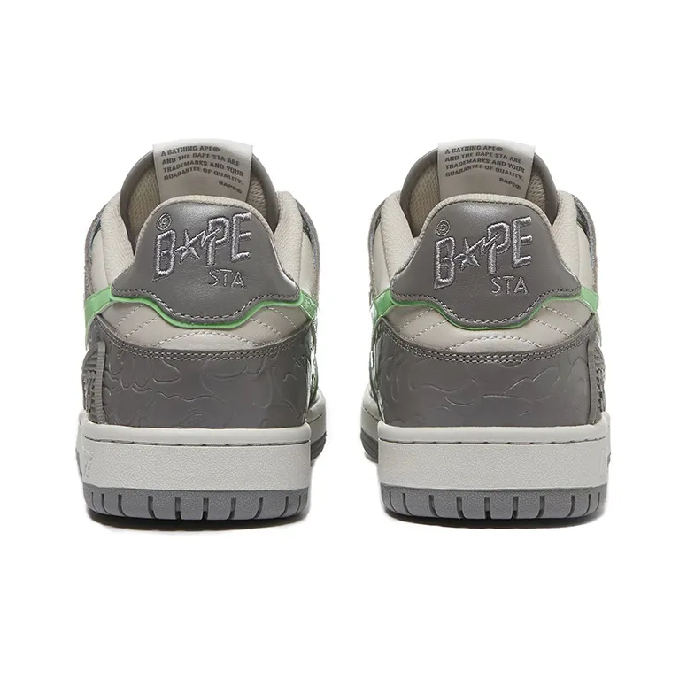 A BATHING APE SK8 STA Stylish Skateboarding Shoes Women's Gray Green-3
