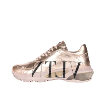 Valentino Women's Bounce 'VLTN Logo - Metallic Blush Pink'