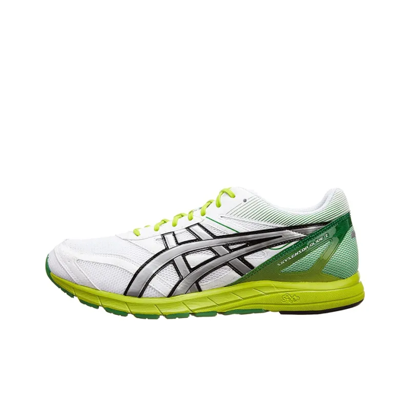 Asics Skysensor Glide 2 Wear-Resistant Low-Top Running Shoes Men's White Silver Green-0