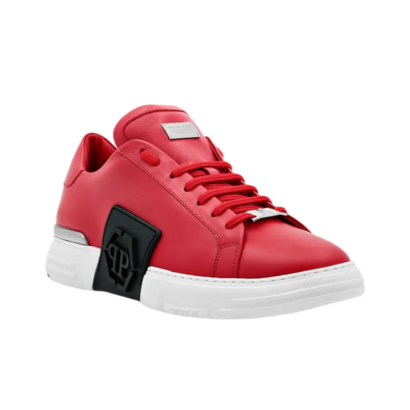 PHILIPP PLEIN Nappa Low Top Athletic Shoes Men's Red-2