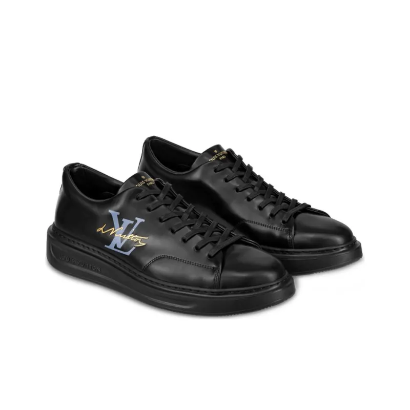 LOUIS VUITTON Beverly Hills Low Top Skateboard Shoes Men's Black-1