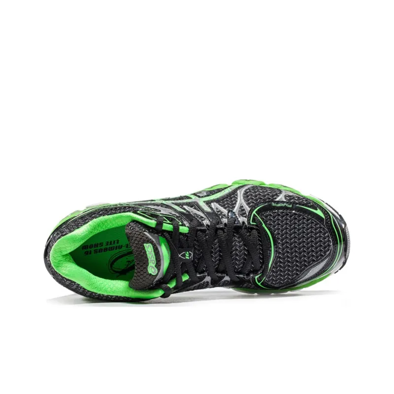 Asics GEL-Nimbus 16 Lite-Show Wear-Resistant Low-Top Running Shoes Men's Black Green-3