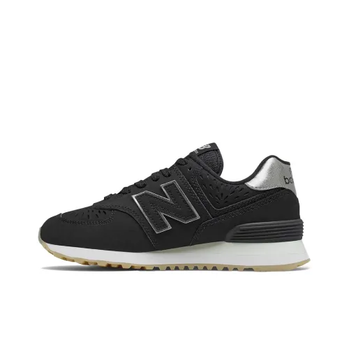 New Balance 574 Black Dark Silver Metallic Women's