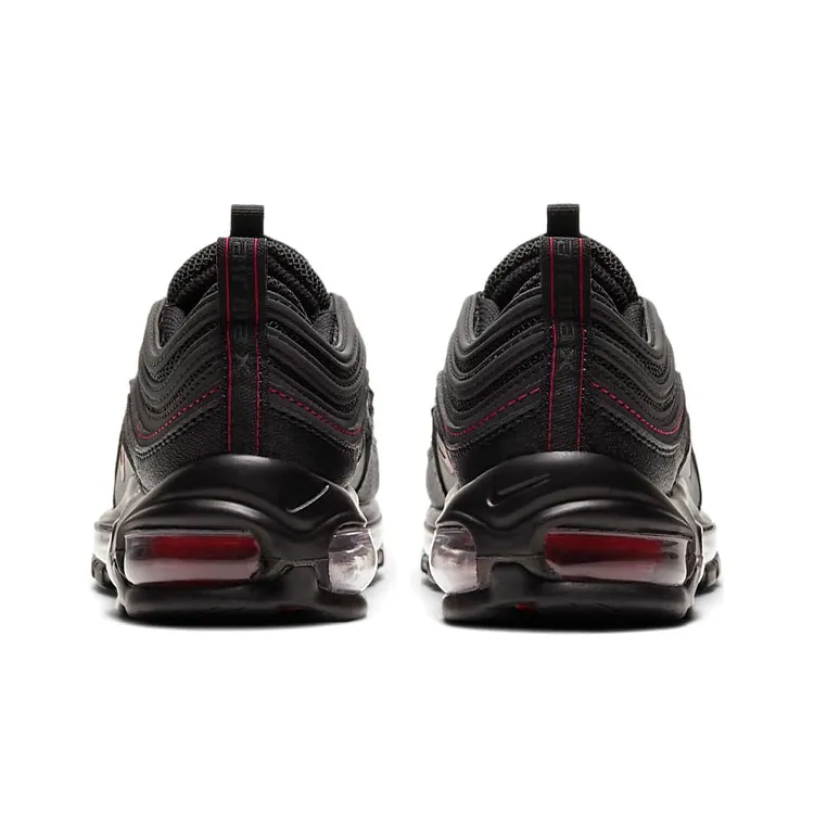 Nike Air Max 97 Cushioning Anti Slip And Wear Resistant Coverage Low Top Running Shoes GS Black Red-4